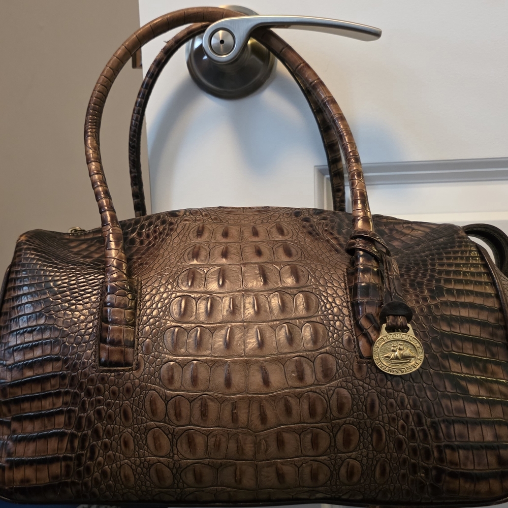 Brahmin Brown Croc-Embossed Satchel